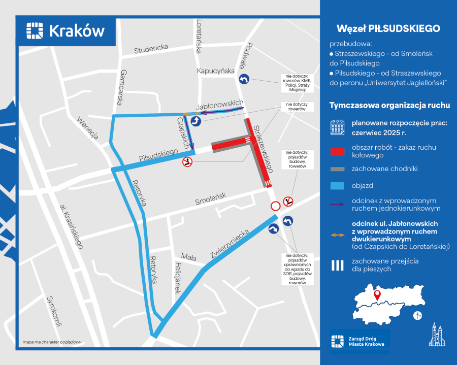 węzeł Piłsudskiego_luty-2025_mapa organizacji ruchu